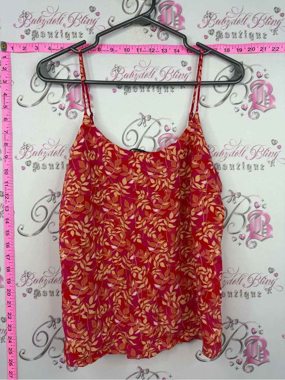Vero Moda tank top Red and Orange Leaf-Print Spaghetti Strap Tank